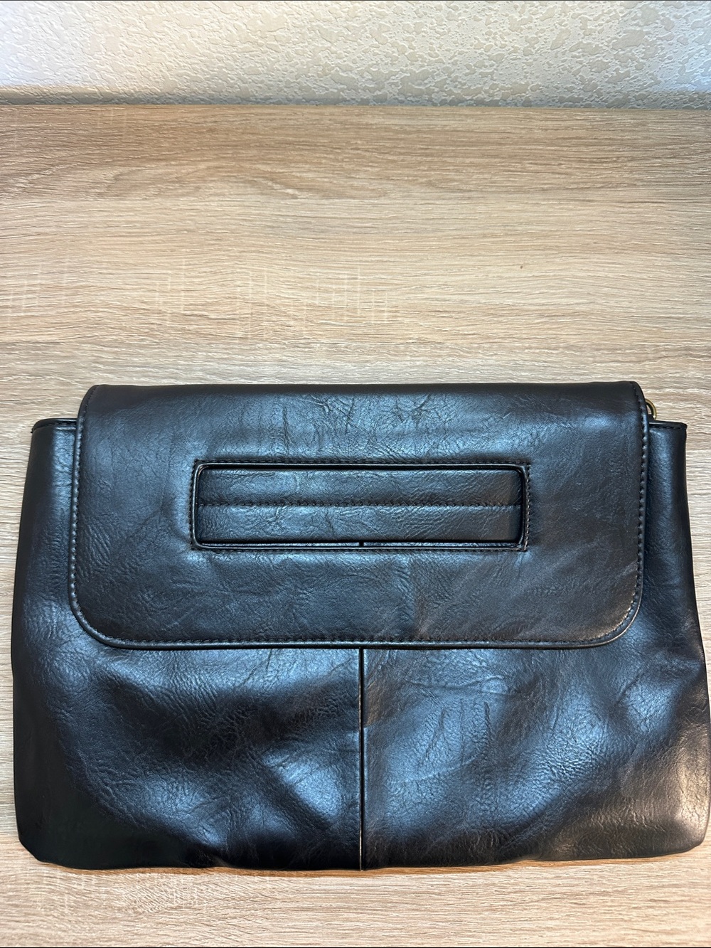 Black Foldover Clutch Crossbody Bag | Minimalist | Oversized Envelope Purse